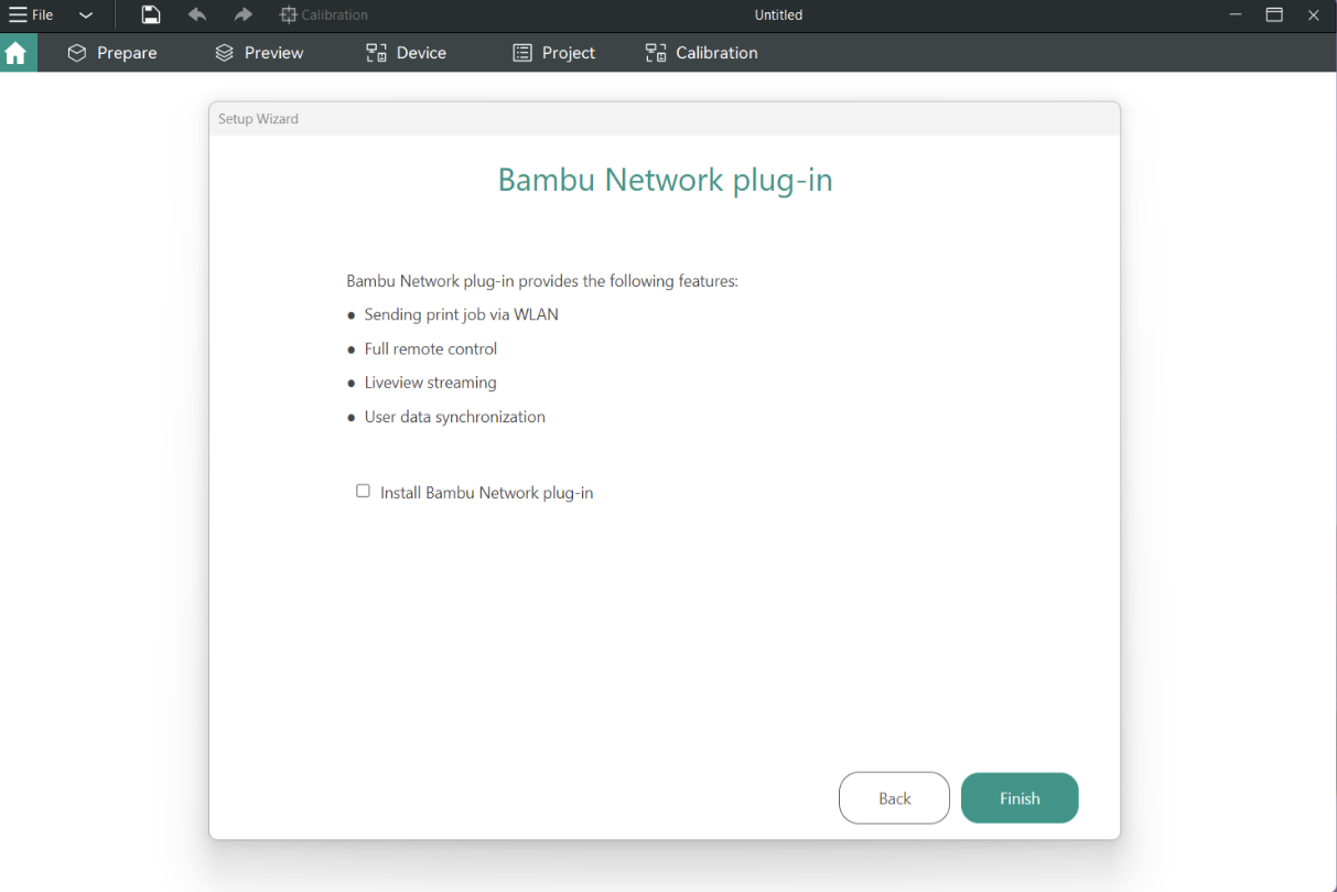 Install Bambu Network plug-in