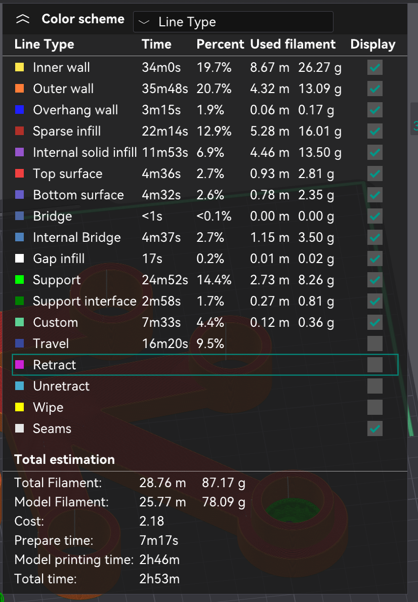 IMPORTANT: Get "Total Filament" weight and "Total time"