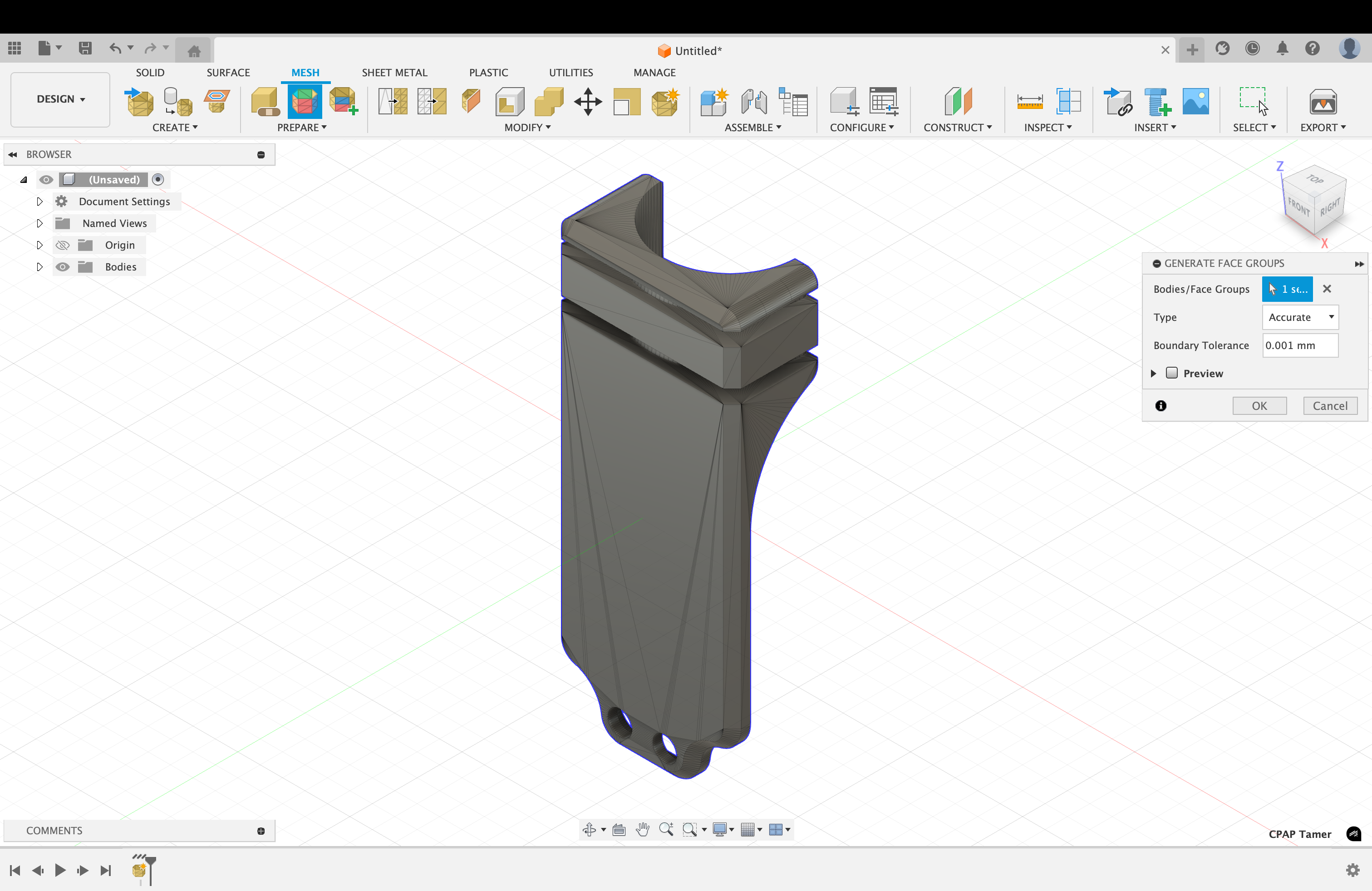 Select the Body and Use "Accurate" Type then Press "OK"