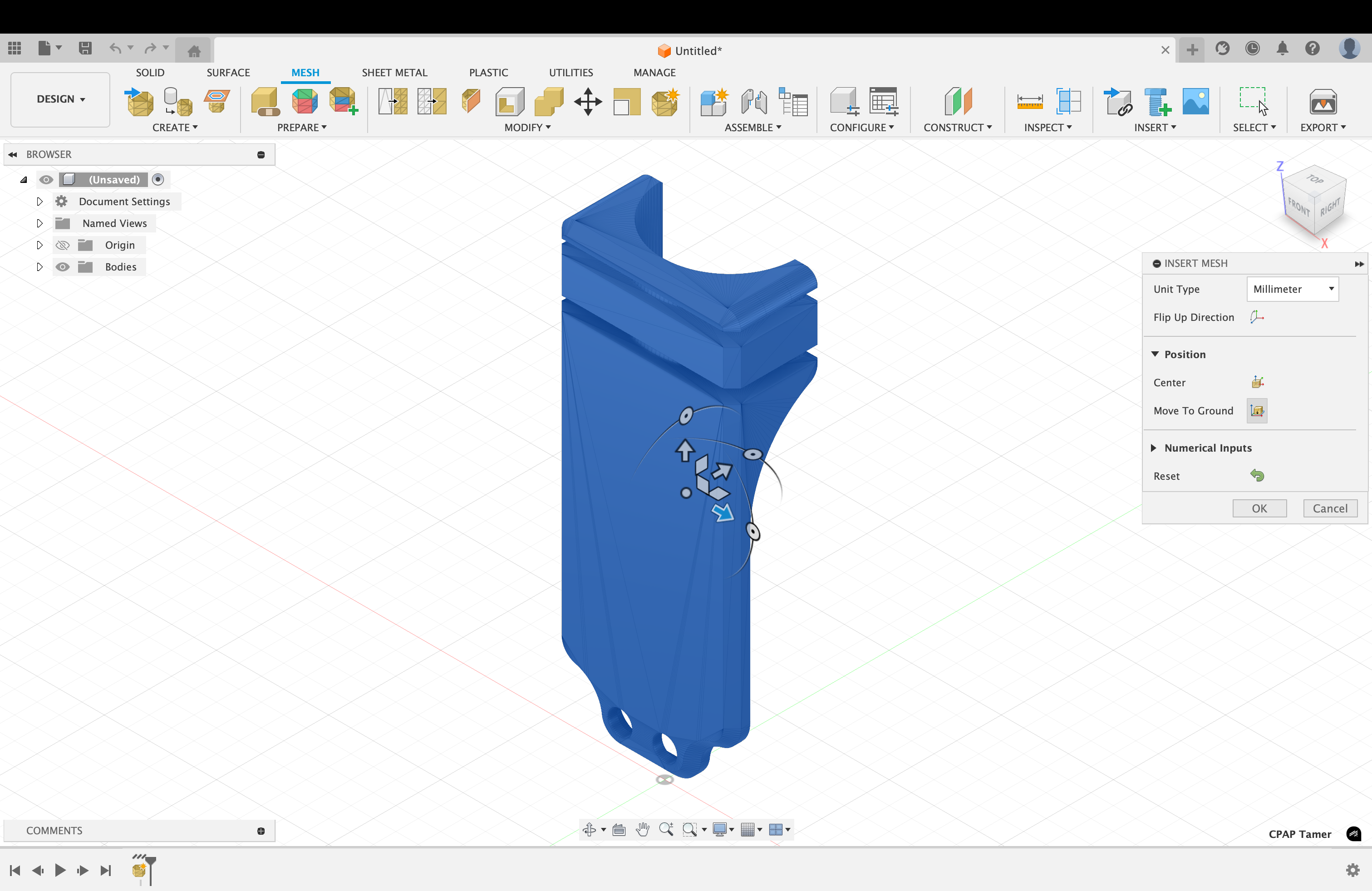 Click "Center" and "Move to Ground" then press "OK"
