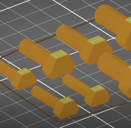 Bolts printed horizontally in slicer