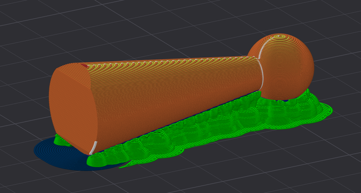 Object printed horizontally with excessive supports