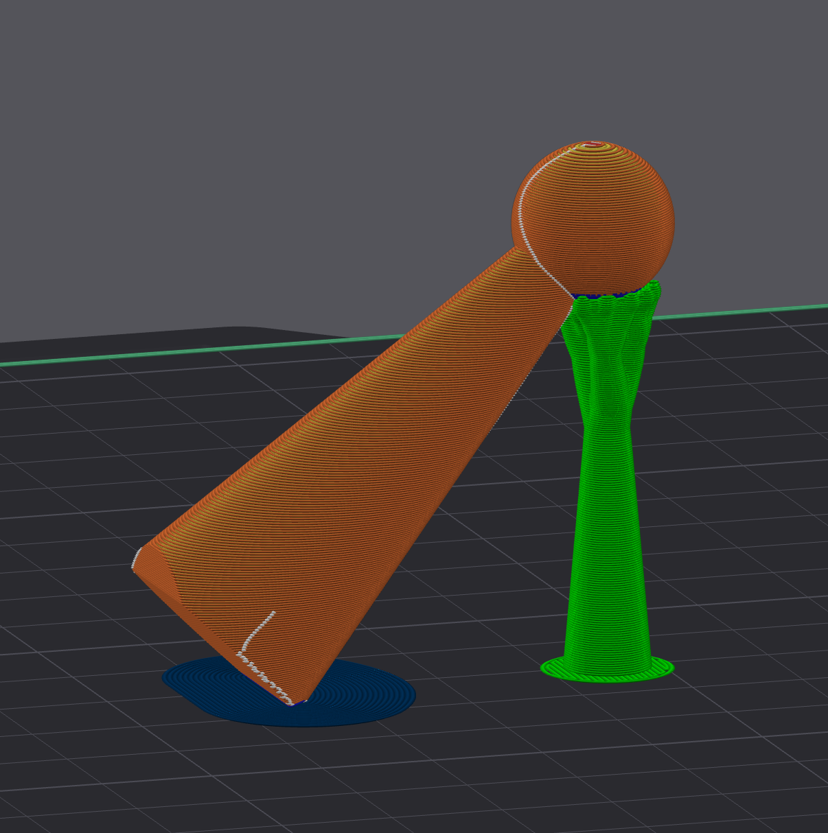 Object printed at 45 degree angle with brim